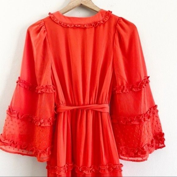 Boho style Angel Sleeve Tiered Ruffle Dress by Designer Alexis. Size XS - Picture 12 of 12